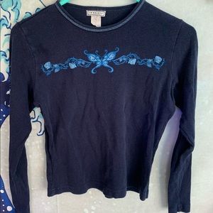 vintage graphic long sleeve shirt with butterfly design